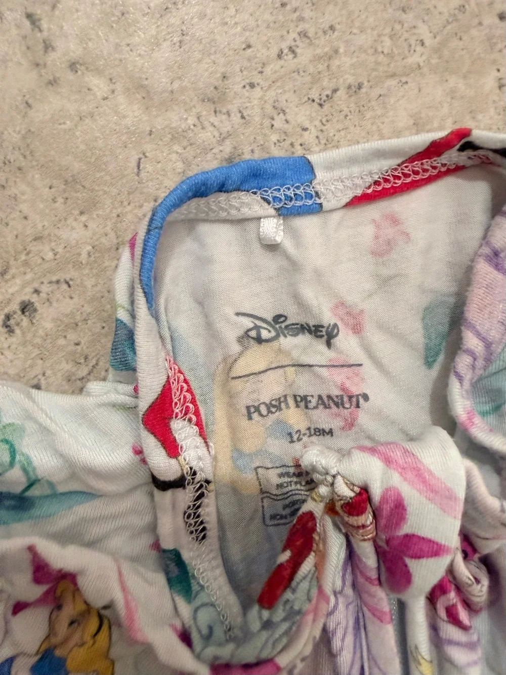 Posh Peanut Light Blue Multi-Color Princess Print Footed One-Piece